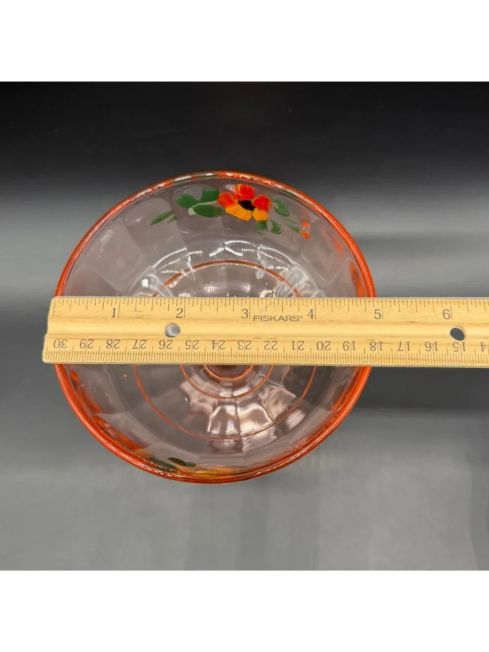Vintage Pink Depression Glass Compote Hand Painted Floral Bowl Dish Centerpiece